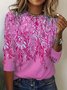 Damen Langarm T-Shirts T-Shirt Frühling/Herbst Blätter Spitze Jersey Rundhals Täglich Ausgehen Lässig Oberteile