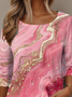 Damen Langarm T-Shirts T-Shirt Frühling/Herbst Farbverlauf Jersey Rundhals Täglich Ausgehen Lässig Oberteile Pink