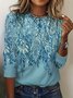 Damen Langarm T-Shirts T-Shirt Frühling/Herbst Blätter Spitze Jersey Rundhals Täglich Ausgehen Lässig Oberteile