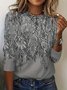 Damen Langarm T-Shirts T-Shirt Frühling/Herbst Blätter Spitze Jersey Rundhals Täglich Ausgehen Lässig Oberteile