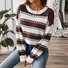 Weit Gestreift Lässig Rundhals Pullover