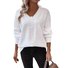 Damen V-Ausschnitt Unifarben Lässig Frühling/Herbst Langarm Sweatshirt