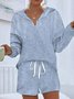 Damen Gestreift Zweiteiliges Set Täglich Langarm Lässig Frühling/Herbst Bluse mit Hose Matching Set