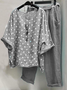 Damen Polka Dots Zweiteiliges Set Täglich Halbarm Lässig Sommer Bluse mit Hose Matching Set