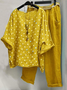 Damen Polka Dots Zweiteiliges Set Täglich Halbarm Lässig Sommer Bluse mit Hose Matching Set