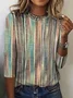 Damen Langarm T-Shirts T-Shirt Frühling/Herbst Gestreift Jersey Rundhals Täglich Ausgehen Retro Oberteile
