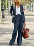 Damen Unifarben Zweiteiliges Set Täglich Langarm Lässig Frühling/Herbst Bluse mit Hose Matching Set