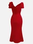 Damen Abendkleider Elegante Party Kleider Cocktail Kleid Gerüscht Midikleid