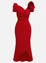 Damen Abendkleider Elegante Party Kleider Cocktail Kleid Gerüscht Midikleid