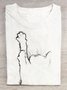 Damen Katze Kurzarm T-Shirts T-Shirt Rundhals Lässig Sommer Oberteile