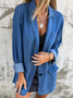 Damen Frühling/Herbst Oberbekleidung Lässig Unifarben Langarm Reverskragen Jacke