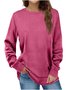 Damen Langarm T-Shirts T-Shirt Frühling/Herbst Unifarben Gestrickt Rundhals Täglich Ausgehen Lässig Oberteile