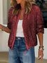 Damen Frühling/Herbst Oberbekleidung Lässig Reißverschluss Unifarben Langarm Rundhals Jacke