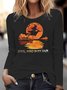 Damen Langarm Bluse Frühling/Herbst Halloween Print Jersey Rundhals Täglich Ausgehen Retro Oberteile