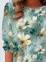 Damen Langarm T-Shirts T-Shirt Frühling/Herbst Geblümt Print Jersey Rundhals Täglich Ausgehen Retro Oberteile