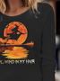 Damen Langarm Bluse Frühling/Herbst Halloween Print Jersey Rundhals Täglich Ausgehen Retro Oberteile