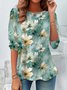 Damen Langarm T-Shirts T-Shirt Frühling/Herbst Geblümt Print Jersey Rundhals Täglich Ausgehen Retro Oberteile