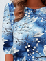 Damen Langarm T-Shirts T-Shirt Frühling/Herbst Geblümt Print Jersey Rundhals Täglich Ausgehen Retro Oberteile