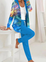 Damen Abstrakt Täglich Ausgehen Zwei Stücke Set Langarm Lässig Frühling/Herbst Mantel mit Hosen Matching Set