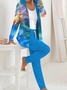 Damen Abstrakt Täglich Ausgehen Zwei Stücke Set Langarm Lässig Frühling/Herbst Mantel mit Hosen Matching Set