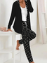 Damen Polka Dots Täglich Ausgehen Zwei Stücke Set Langarm Lässig Frühling/Herbst Mantel mit Hosen Matching Set