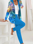 Damen Abstrakt Täglich Ausgehen Zwei Stücke Set Langarm Lässig Frühling/Herbst Mantel mit Hosen Matching Set