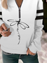 Damen Rundhals Libelle Reißverschluss Lässig Frühling/Herbst Langarm Sweatshirt