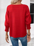 Damen Dreiviertelärmel Bluse Frühling/Herbst Unifarben Jersey Rundhals Täglich Ausgehen Lässig Oberteile