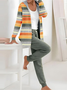 Damen Gestreift Täglich Ausgehen Zwei Stücke Set Langarm Lässig Frühling/Herbst Mantel mit Hosen Matching Set