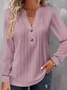 Damen Langarm Bluse Frühling/Herbst Unifarben Jersey V-Ausschnitt Täglich Ausgehen Lässig Oberteile