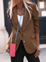 Blazer Damen Lässig Unifarben Langarm Frühling/Herbst Weit Pendeln Reverskragen H-Linie Regelmäßig