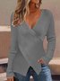 Damen Kreuz Frühling/Herbst Unifarben Lässig Langarm Kreuzhals Garn/Wollgarn Pullover