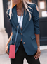 Blazer Damen Lässig Unifarben Langarm Frühling/Herbst Weit Pendeln Reverskragen H-Linie Regelmäßig
