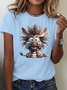 Damen Kurzarm T-Shirts T-Shirt Sommer Zebra Baumwolle Rundhals Täglich Ausgehen Lässig Oberteile
