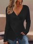 Damen Kreuz Frühling/Herbst Unifarben Lässig Langarm Kreuzhals Garn/Wollgarn Pullover