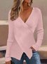 Damen Kreuz Frühling/Herbst Unifarben Lässig Langarm Kreuzhals Garn/Wollgarn Pullover