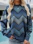 Damen Rundhals Geometrisch Lässig Frühling/Herbst Langarm Sweatshirt