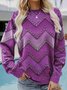 Damen Rundhals Geometrisch Lässig Frühling/Herbst Langarm Sweatshirt