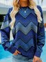 Damen Rundhals Geometrisch Lässig Frühling/Herbst Langarm Sweatshirt