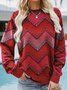 Damen Rundhals Geometrisch Lässig Frühling/Herbst Langarm Sweatshirt