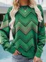 Damen Rundhals Geometrisch Lässig Frühling/Herbst Langarm Sweatshirt