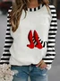 Damen Rundhals Gestreift Retro Frühling/Herbst Langarm Sweatshirt