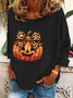 Damen Rundhals Halloween (Kürbis) Lässig Frühling/Herbst Baumwollmischung Langarm Sweatshirt