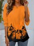 Damen Langarm T-Shirts T-Shirt Frühling/Herbst Halloween Jersey Rundhals Täglich Ausgehen Lässig Oberteile