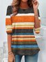 Damen Langarm T-Shirts T-Shirt Frühling/Herbst Gestreift Print Jersey Rundhals Täglich Ausgehen Retro Oberteile
