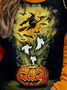 Damen Rundhals Halloween (Kürbis) Print Retro Frühling/Herbst Langarm Sweatshirt