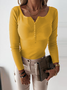 Damen Frühling/Herbst Unifarben Lässig Langarm Rundhals Garn/Wollgarn Pullover