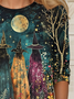Damen Langarm T-Shirts T-Shirt Frühling/Herbst Halloween Print Jersey Rundhals Täglich Ausgehen Retro Oberteile