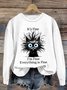 Damen Rundhals Katze Retro Frühling/Herbst Langarm Sweatshirt