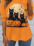 Damen Langarm T-Shirts T-Shirt Frühling/Herbst Katze Jersey Rundhals Täglich Ausgehen Lässig Oberteile